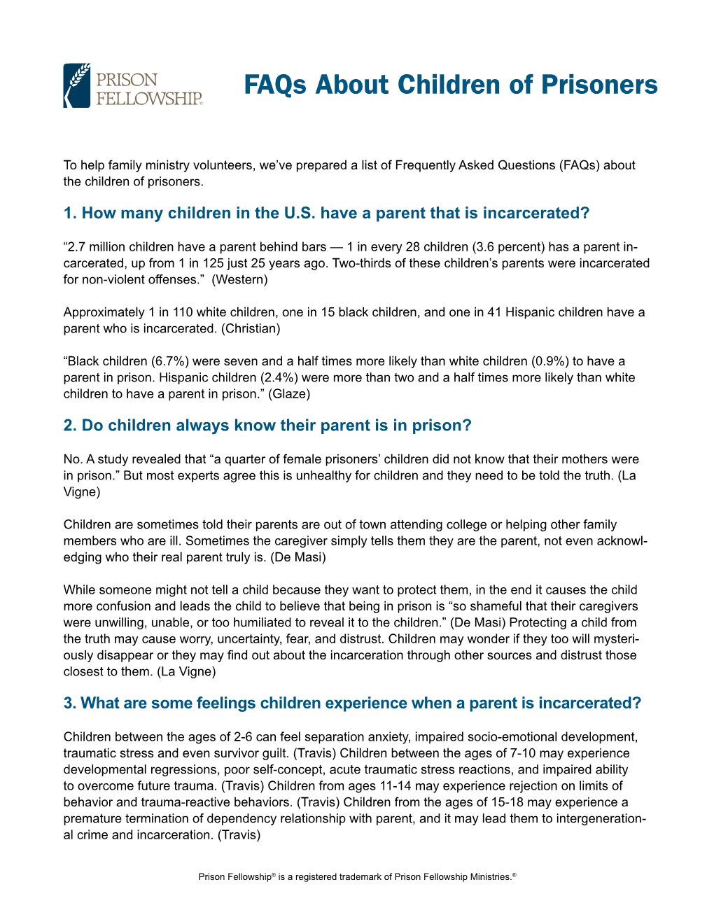 Faqs About Children of Prisoners