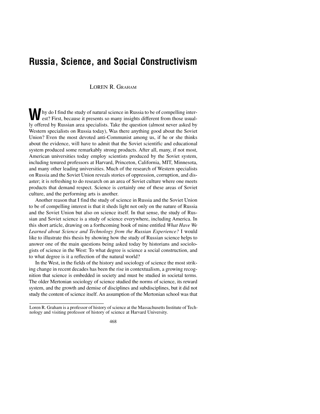 Russia, Science, and Social Constructivism