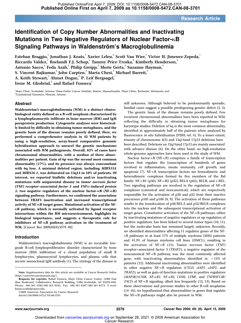 Identification of Copy Number Abnormalities and Inactivating