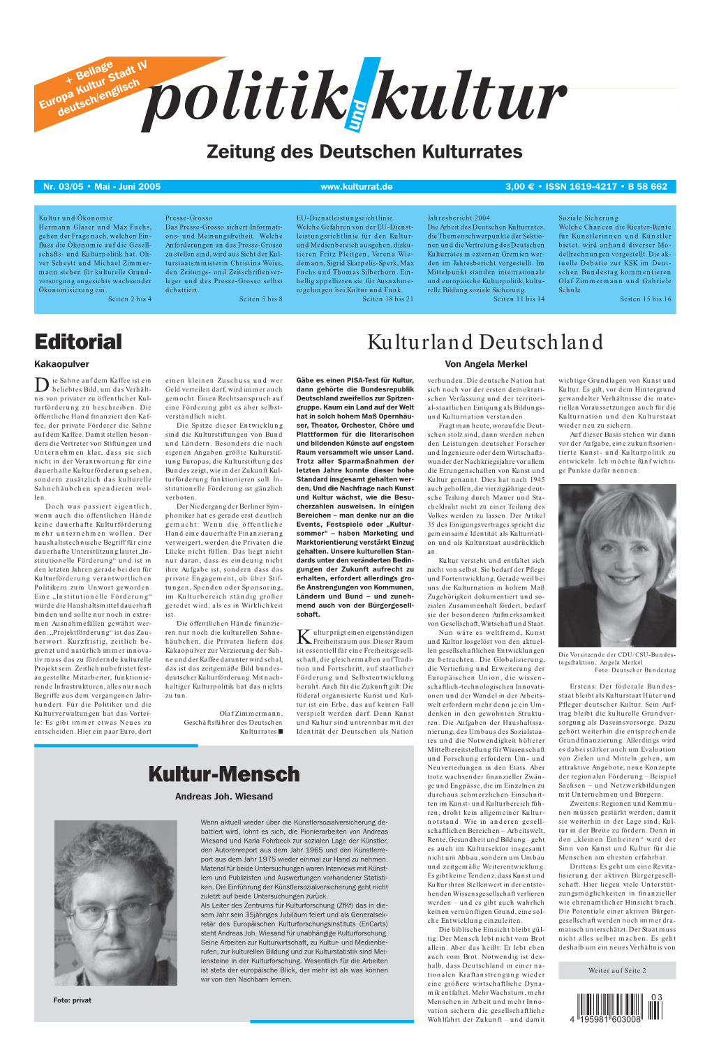Kultur-Mensch Editorial Kulturland Deutschland