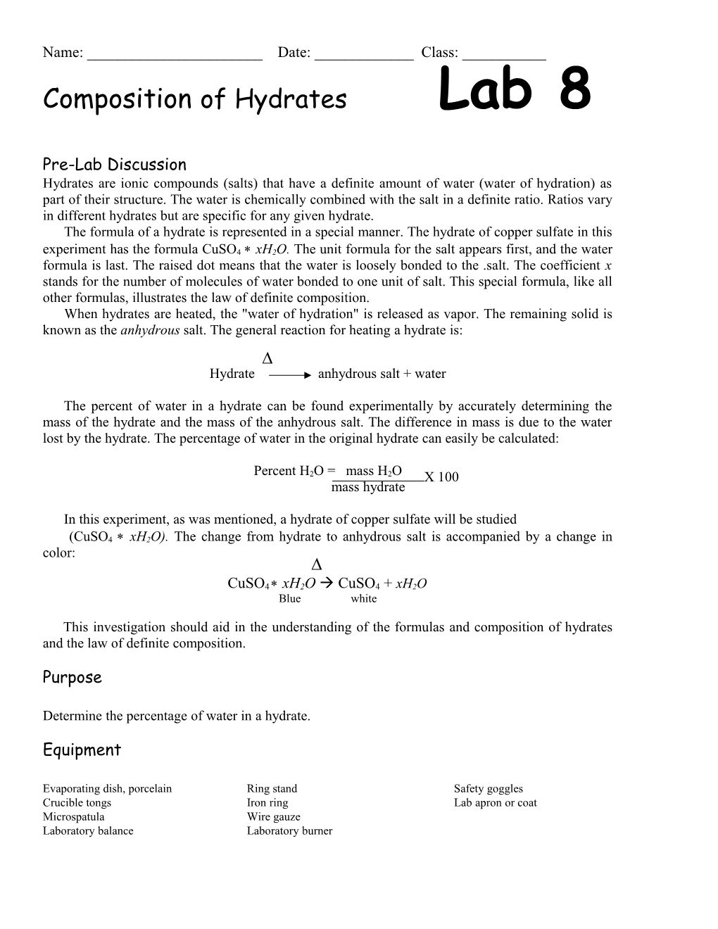 Composition of Hydrates