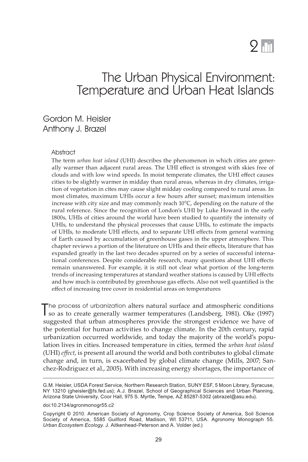 The Urban Physical Environment: Temperature and Urban Heat Islands