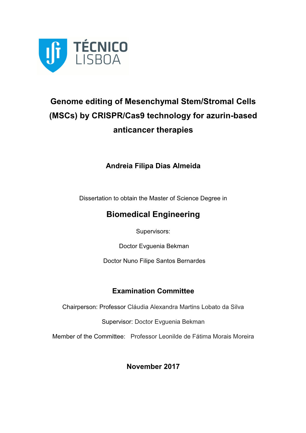 Genome Editing of Mesenchymal Stem/Stromal Cells (Mscs) by CRISPR/Cas9 Technology for Azurin-Based Anticancer Therapies