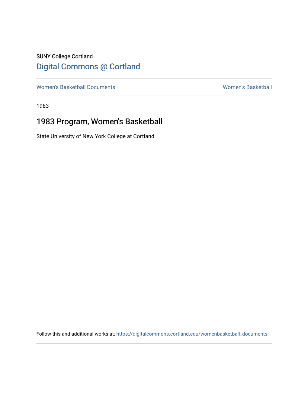 1983 Program, Women's Basketball