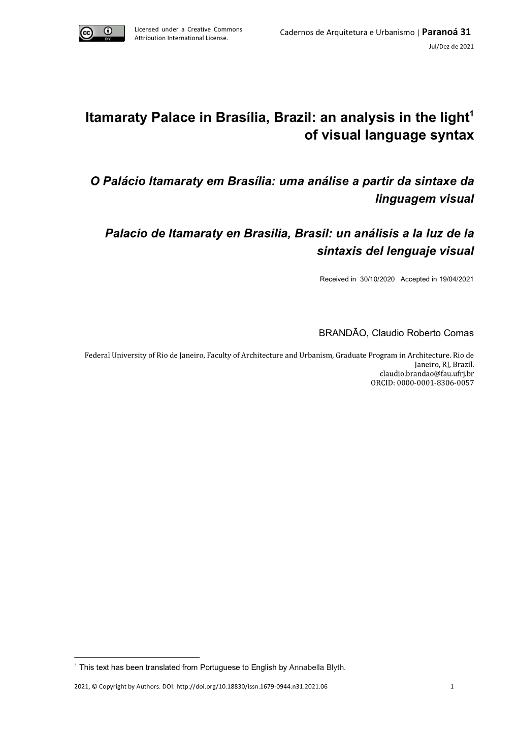 Itamaraty Palace in Brasília, Brazil: an Analysis in the Light1 of Visual Language Syntax