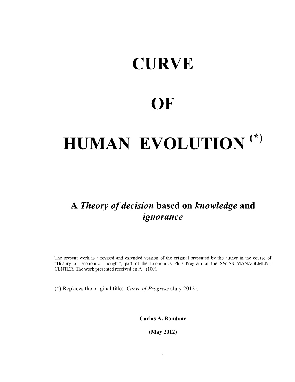 Curve of Human Evolution