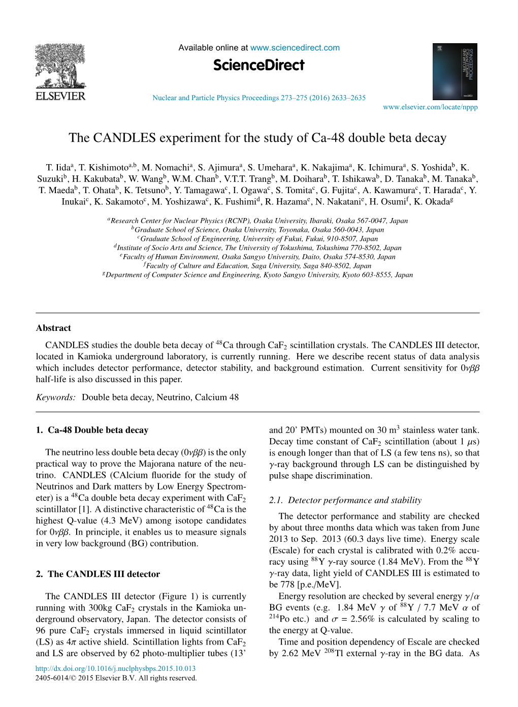 The CANDLES Experiment for the Study of Ca-48 Double Beta Decay