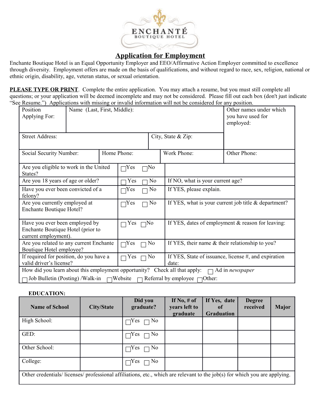 Application for Employment s57