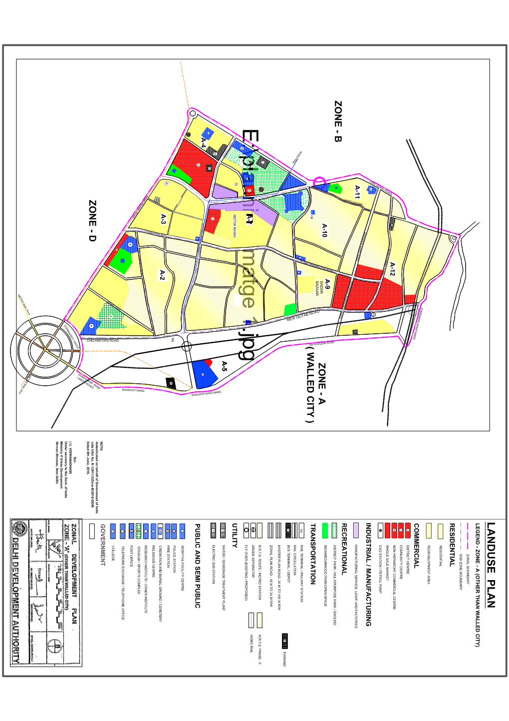 Zonal Development Plan Zone “A” (Other Than Walled City)