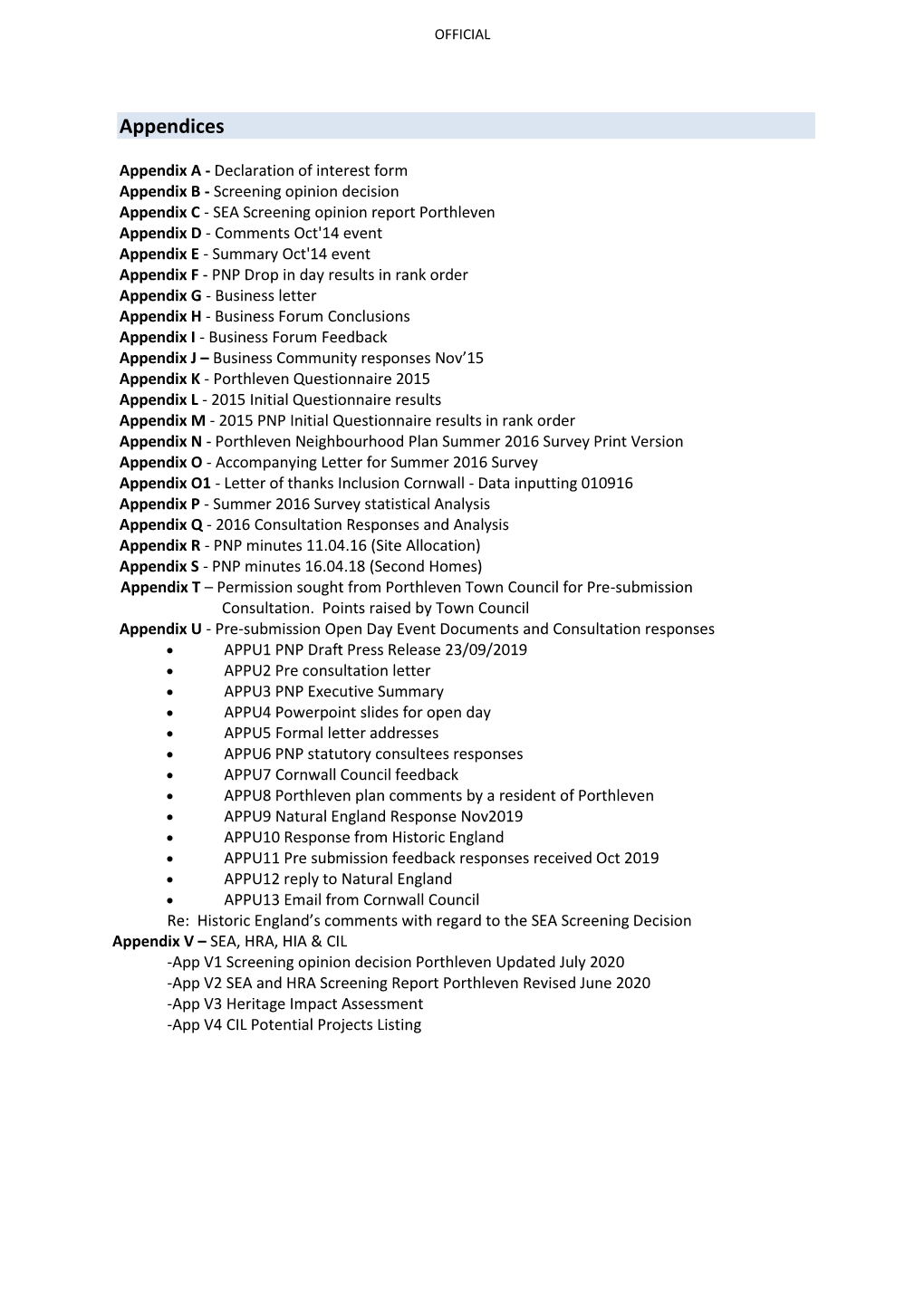 2.1 Porthleven NDP Reg 14 Consultation Statement Appendices