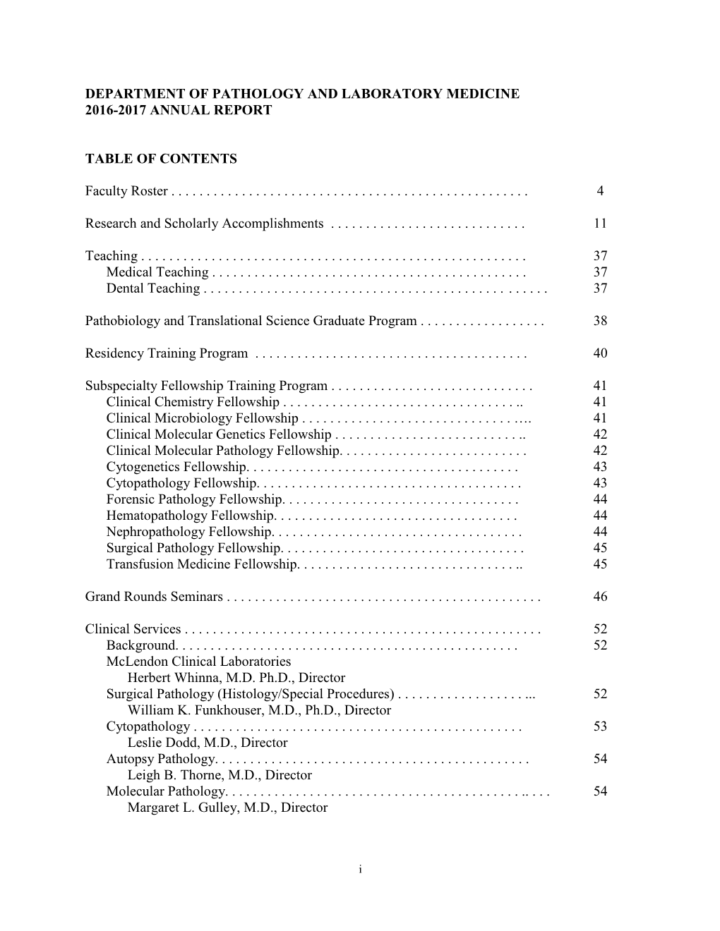 Annual Report of the Department of Pathology & Laboratory Medicine