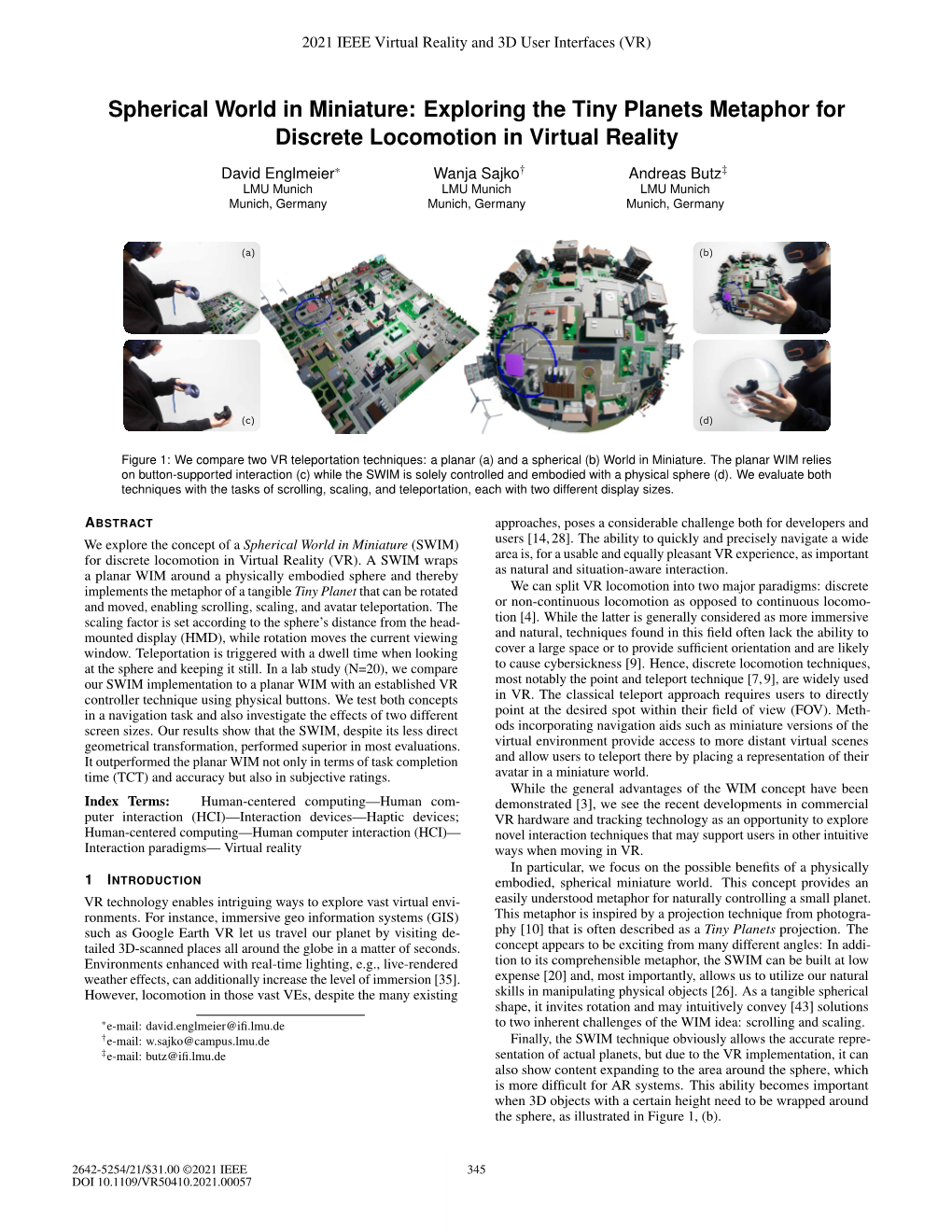 Spherical World in Miniature: Exploring the Tiny Planets Metaphor for Discrete Locomotion in Virtual Reality