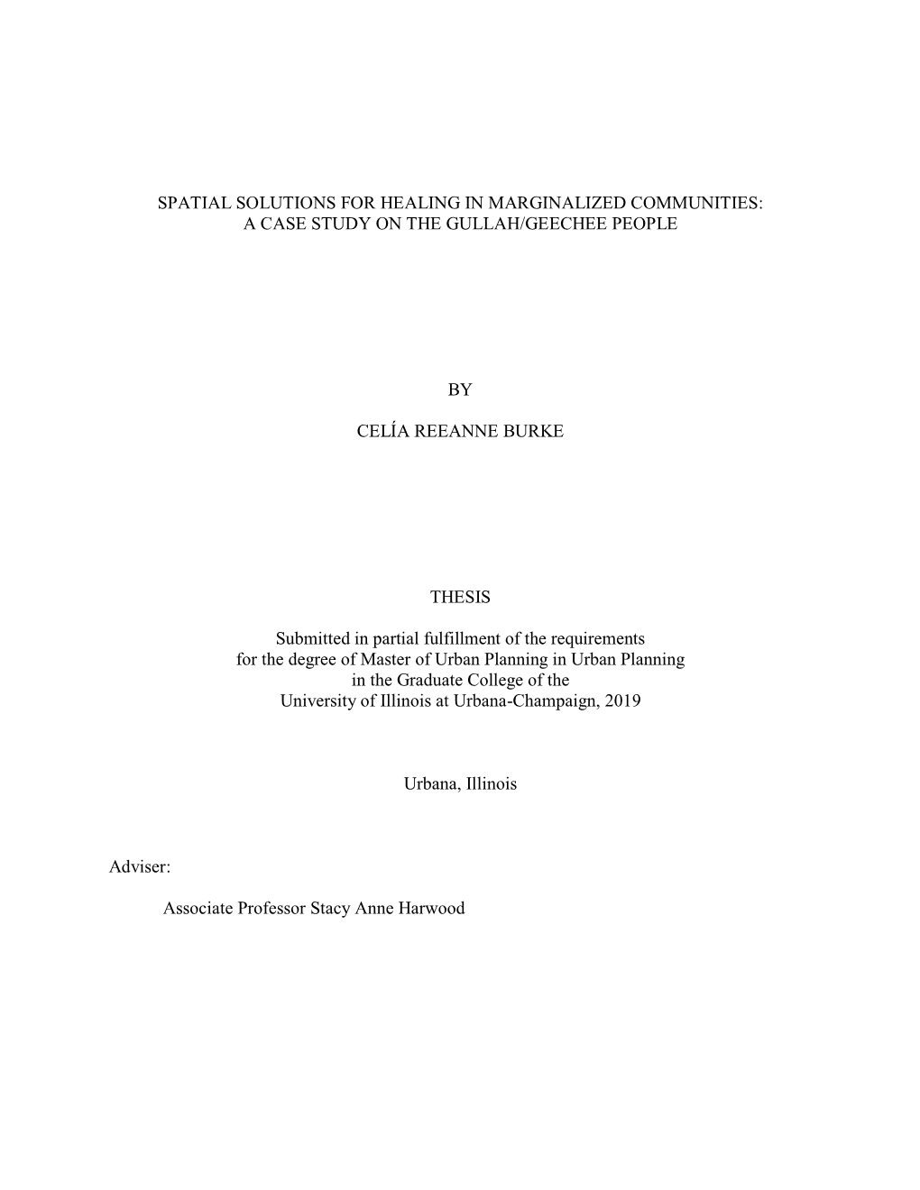 Spatial Solutions for Healing in Marginalized Communities: a Case Study on the Gullah/Geechee People