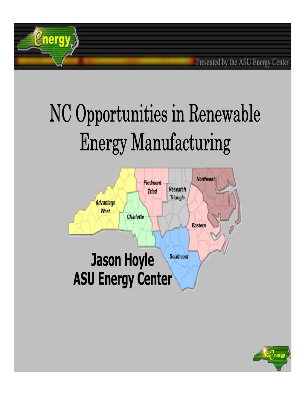 NC Opportunities in Renewable Energy Manufacturing