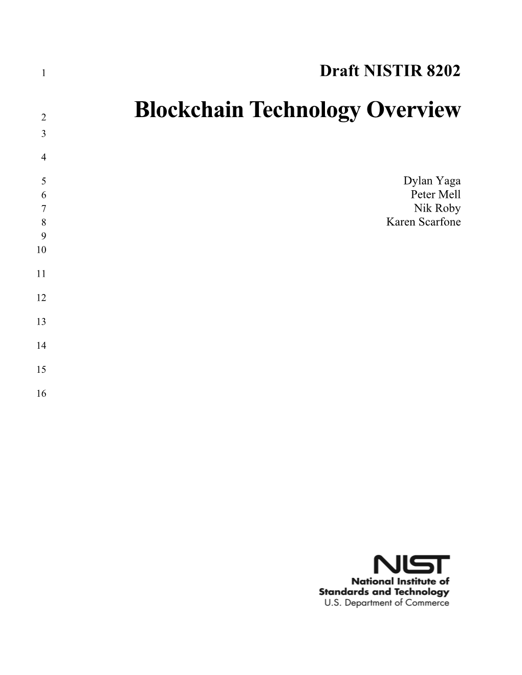 Draft NISTIR 8202, Blockchain Technology Overview