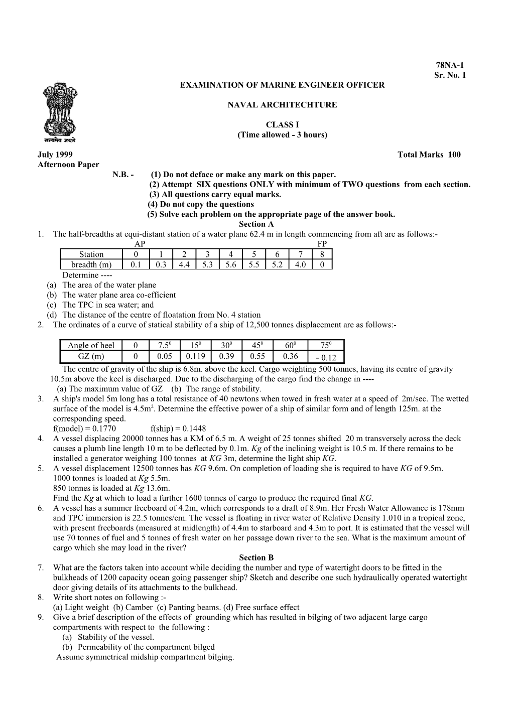 Examination of Marine Engineer Officer s3