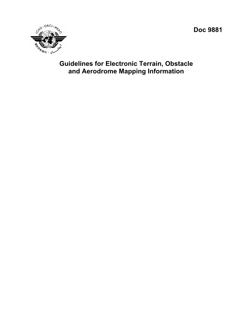 Doc 9881 Guidelines for Electronic Terrain, Obstacle and Aerodrome