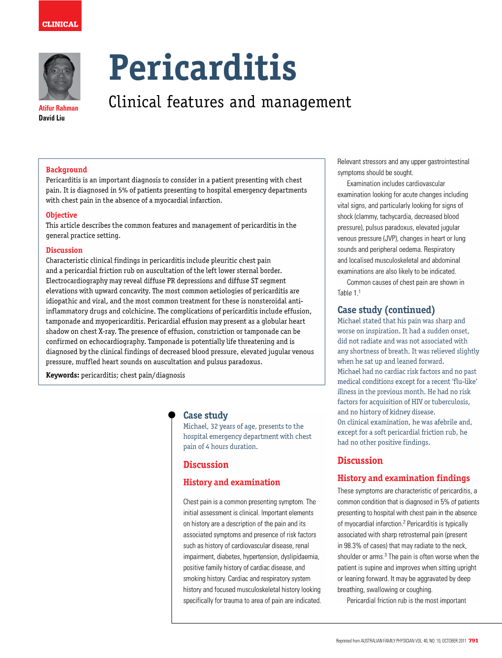 Pericarditis – Clinical Features and Management