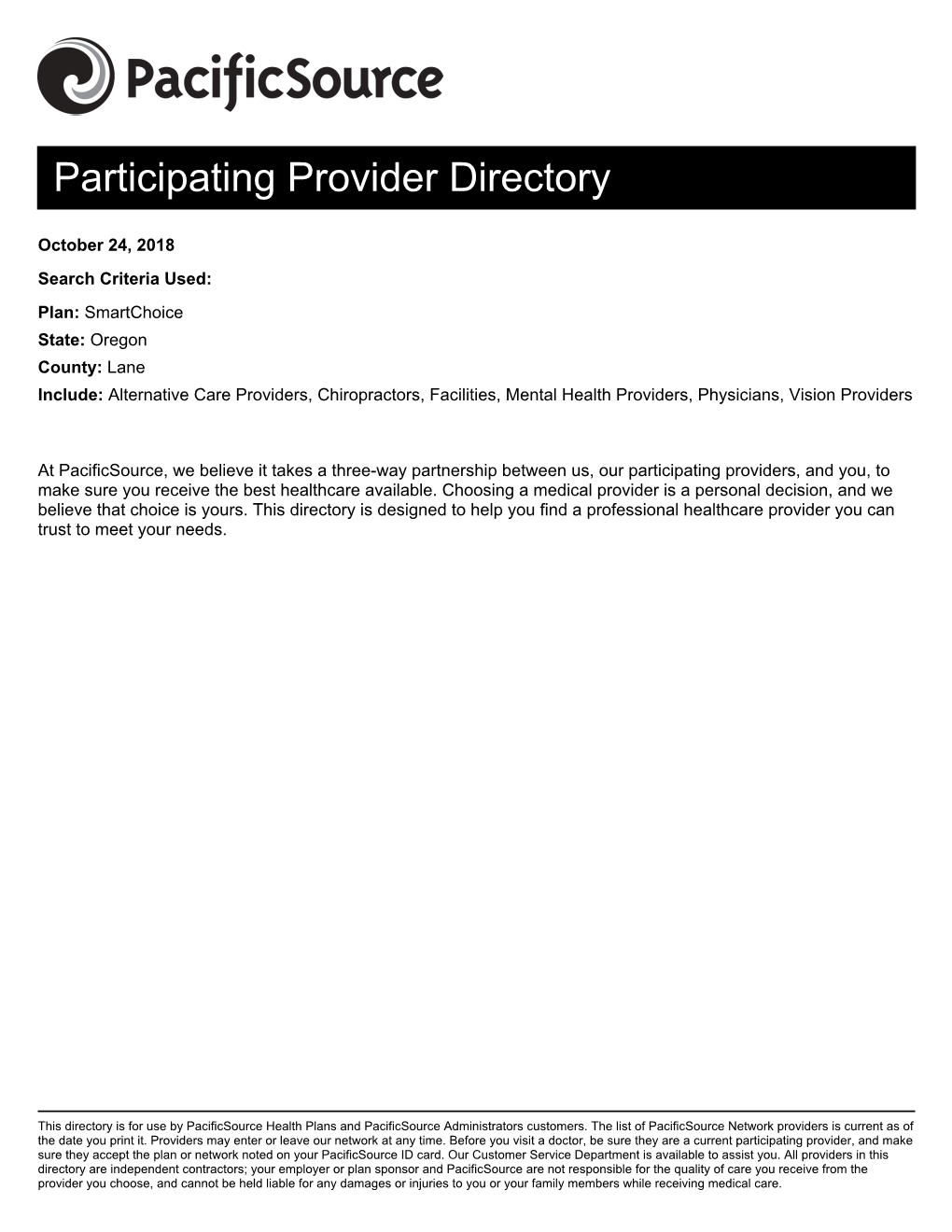 Pacificsource Provider Directory