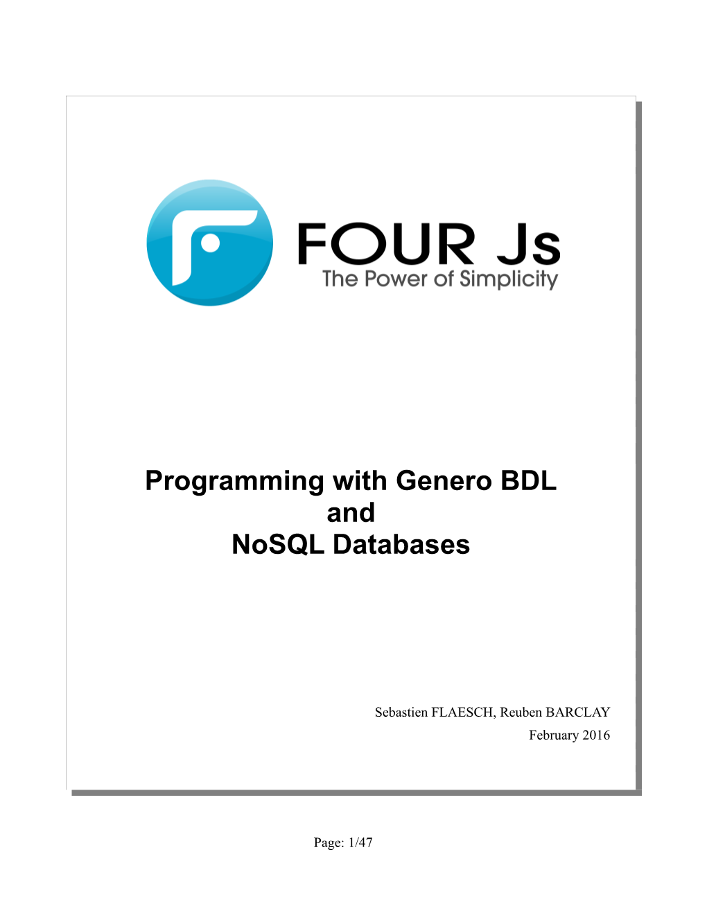 Programming with Genero BDL and Nosql Databases