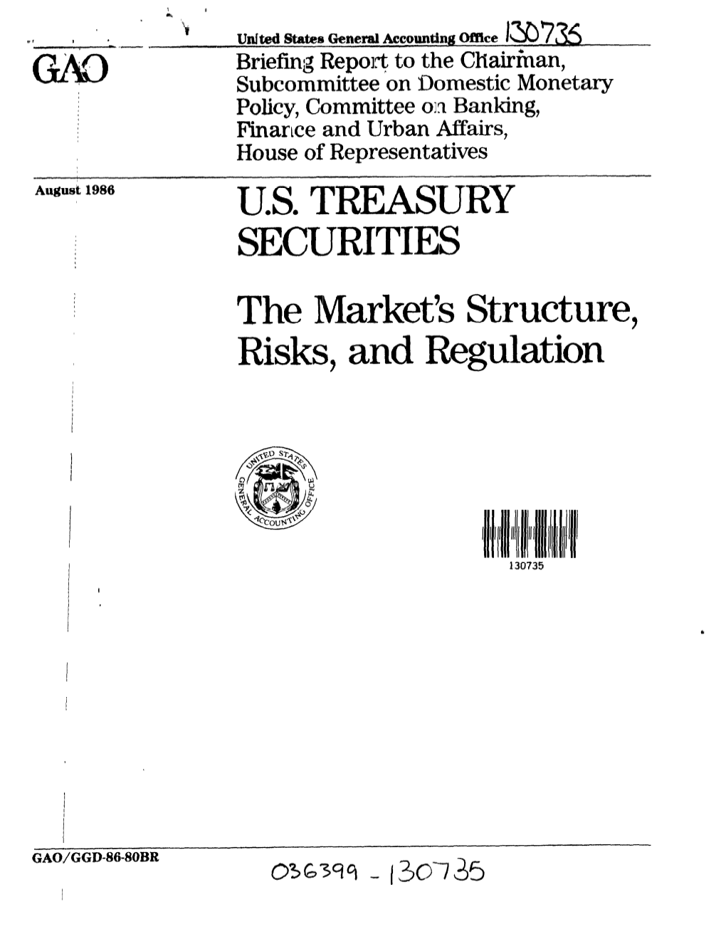 GGD-86-80BR US Treasury Securities