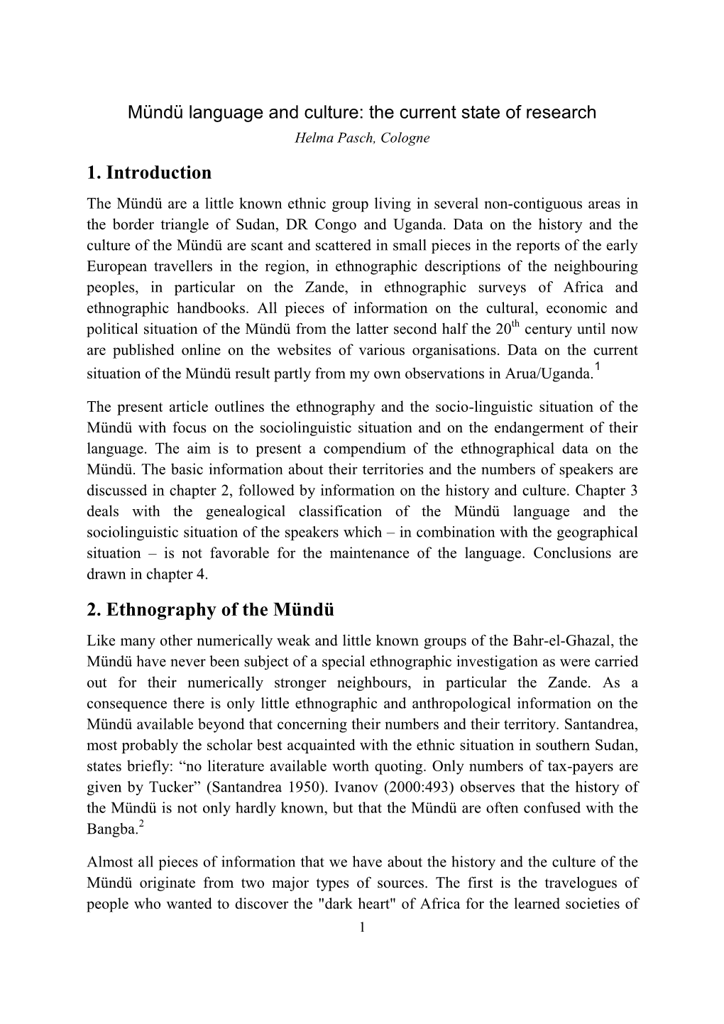 Mündü, an Endangered Language of Southern Sudan