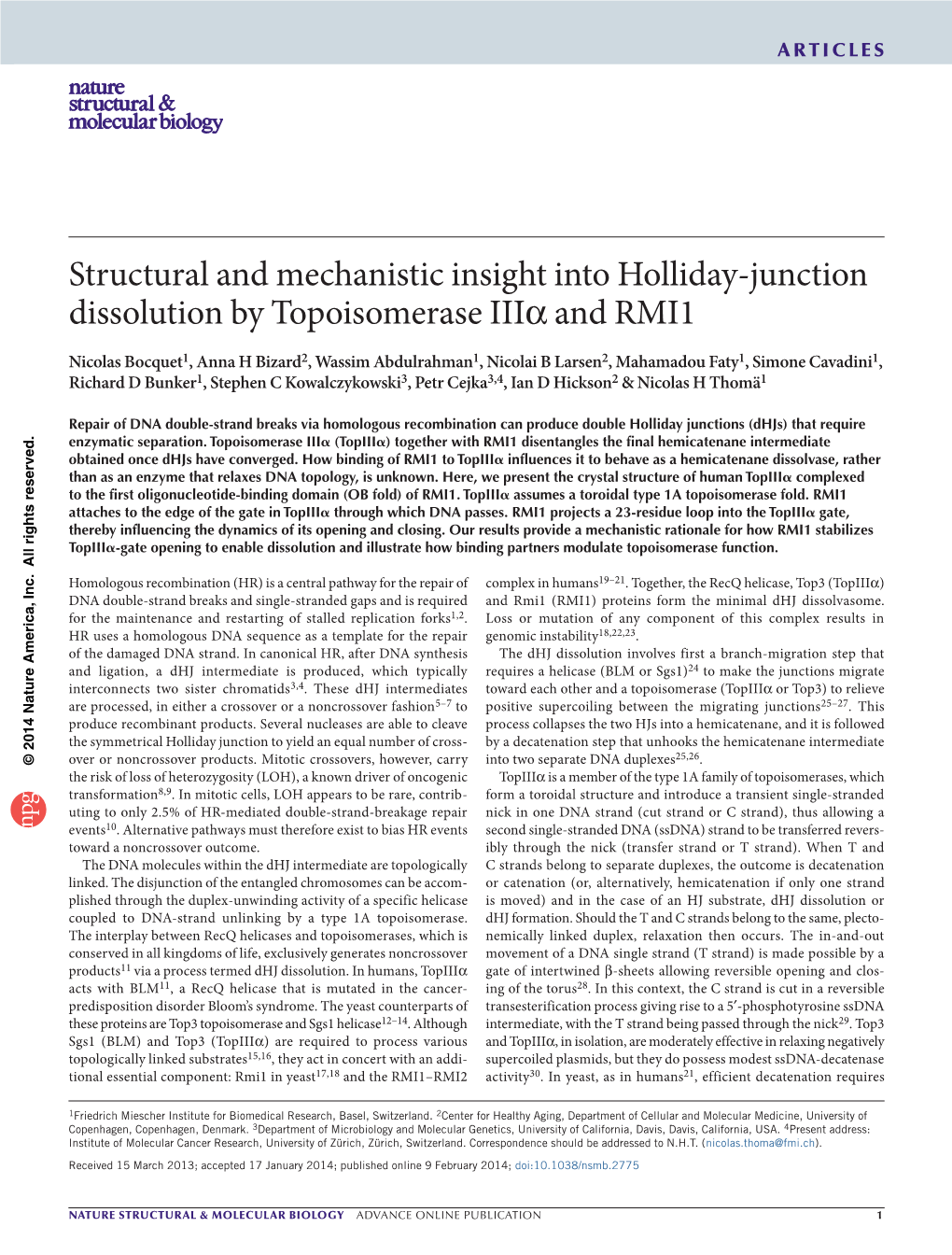 Structural and Mechanistic Insight Into Holliday-Junction Dissolution By