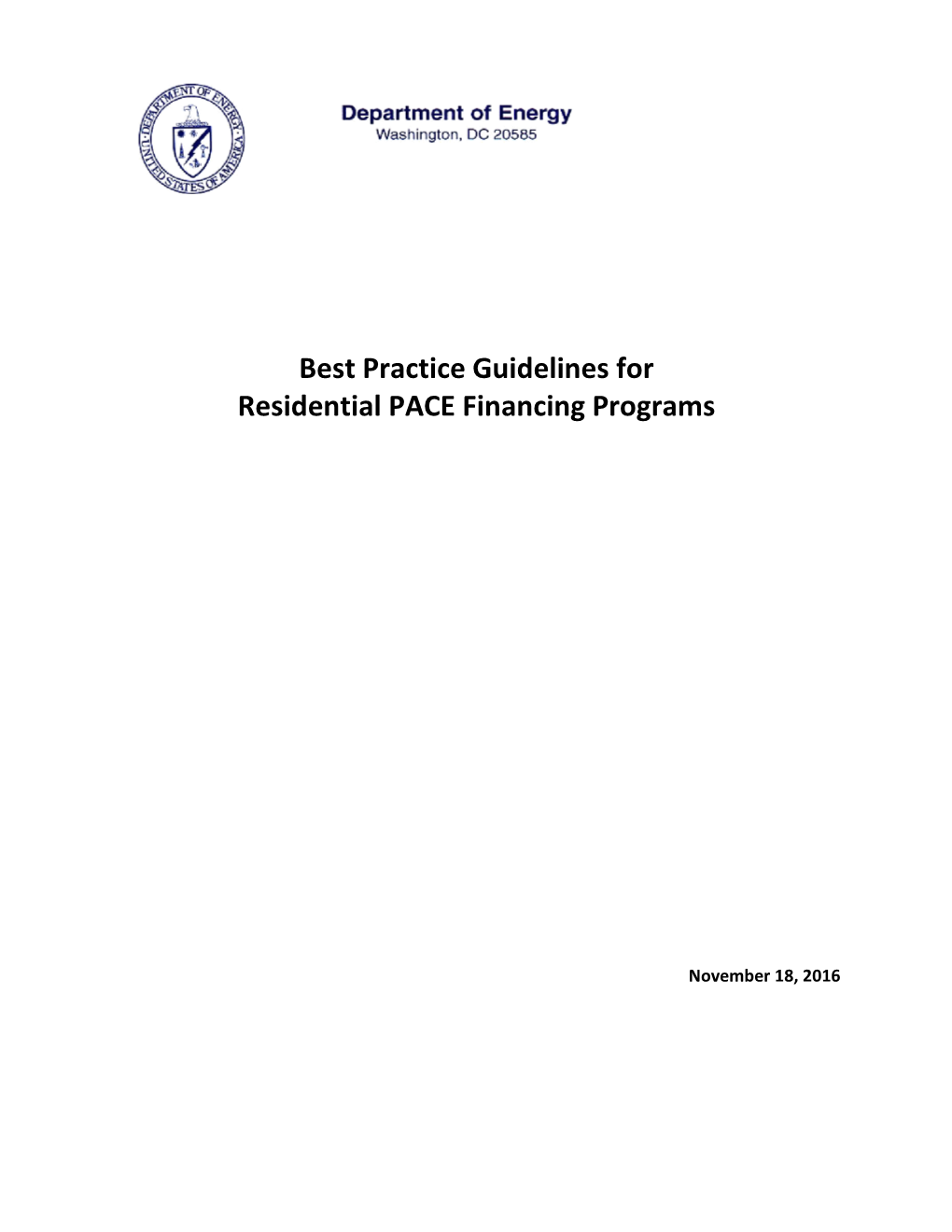 Best Practice Guidelines for Residential PACE Financing Programs