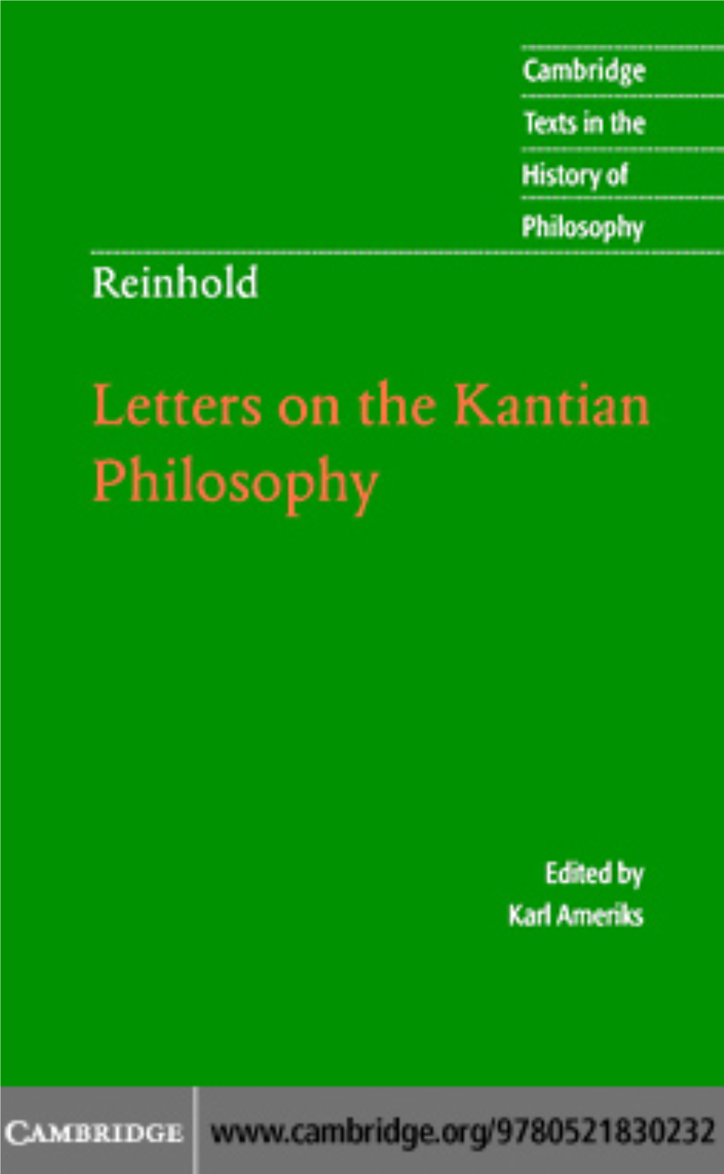 Reinhold: Letters on the Kantian Philosophy