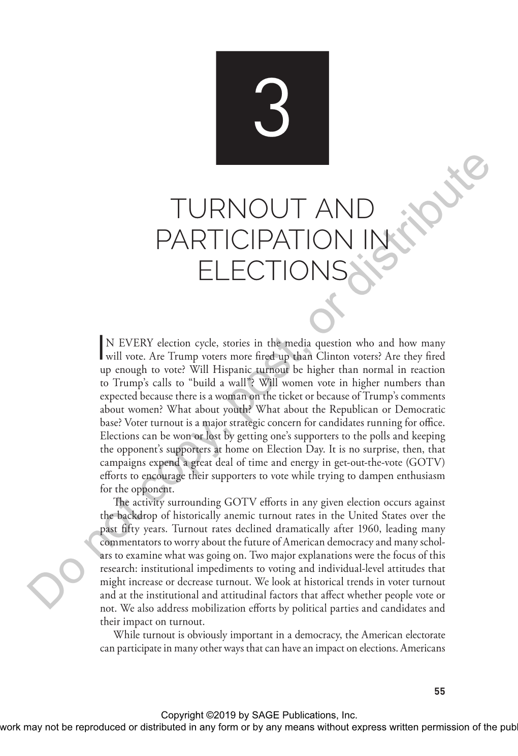 TURNOUT and PARTICIPATION in ELECTIONS Distribute