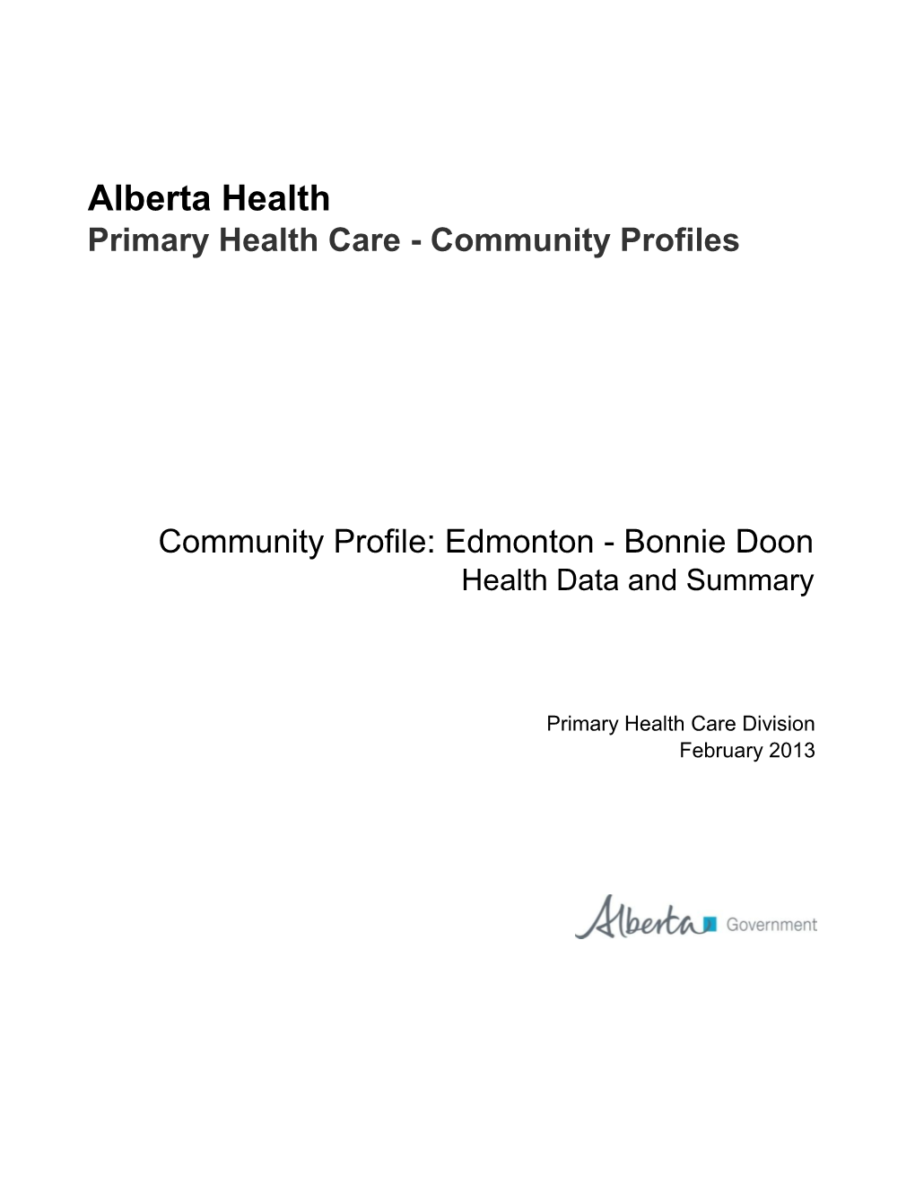 Primary Health Care Community Profile