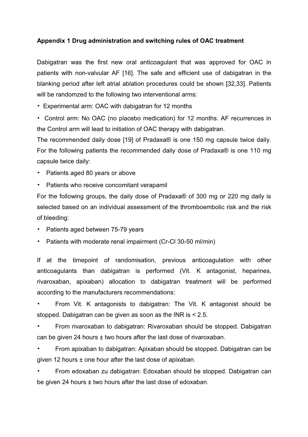 Appendix 1 Drug Administration and Switching Rules of OAC Treatment