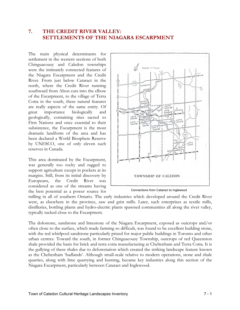 Section 7: the Credit River Valley: Settlements of the Niagara Escarpment
