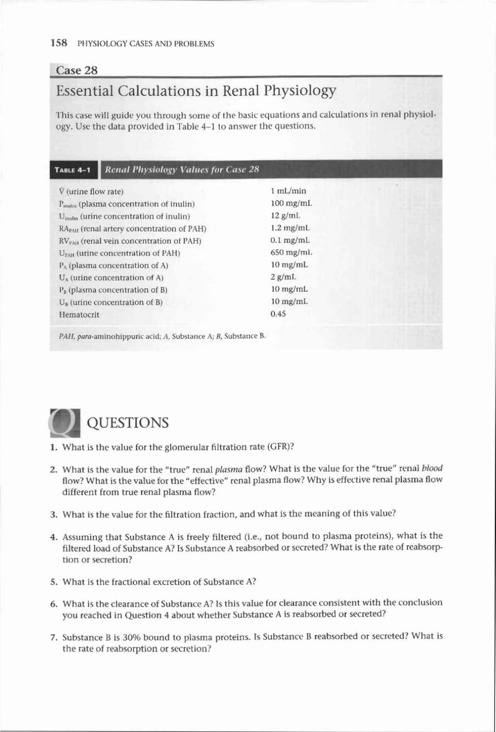 Case 28 Essential Calculations in Renal Physiology