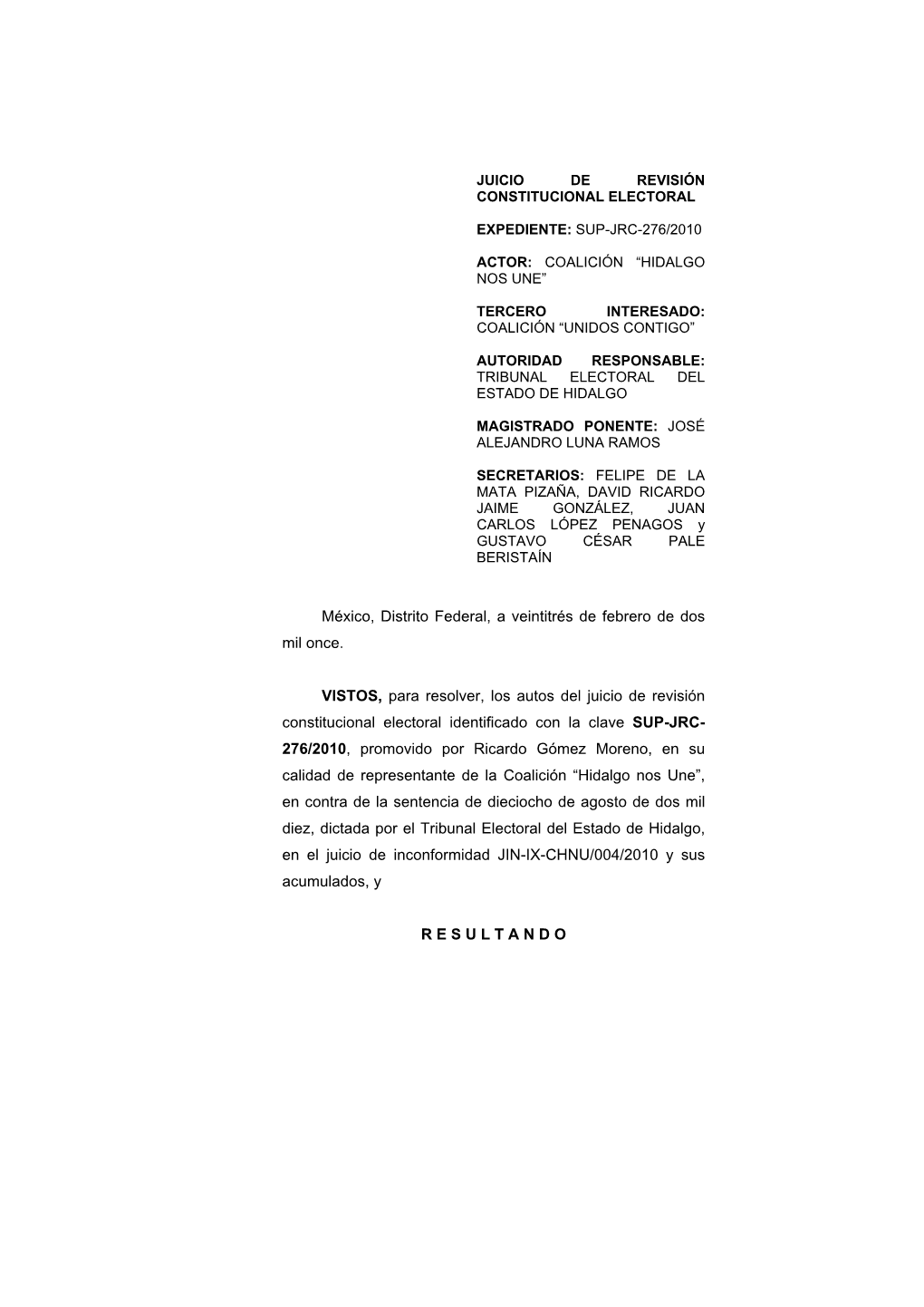 Juicio De Revisión Constitucional Electoral