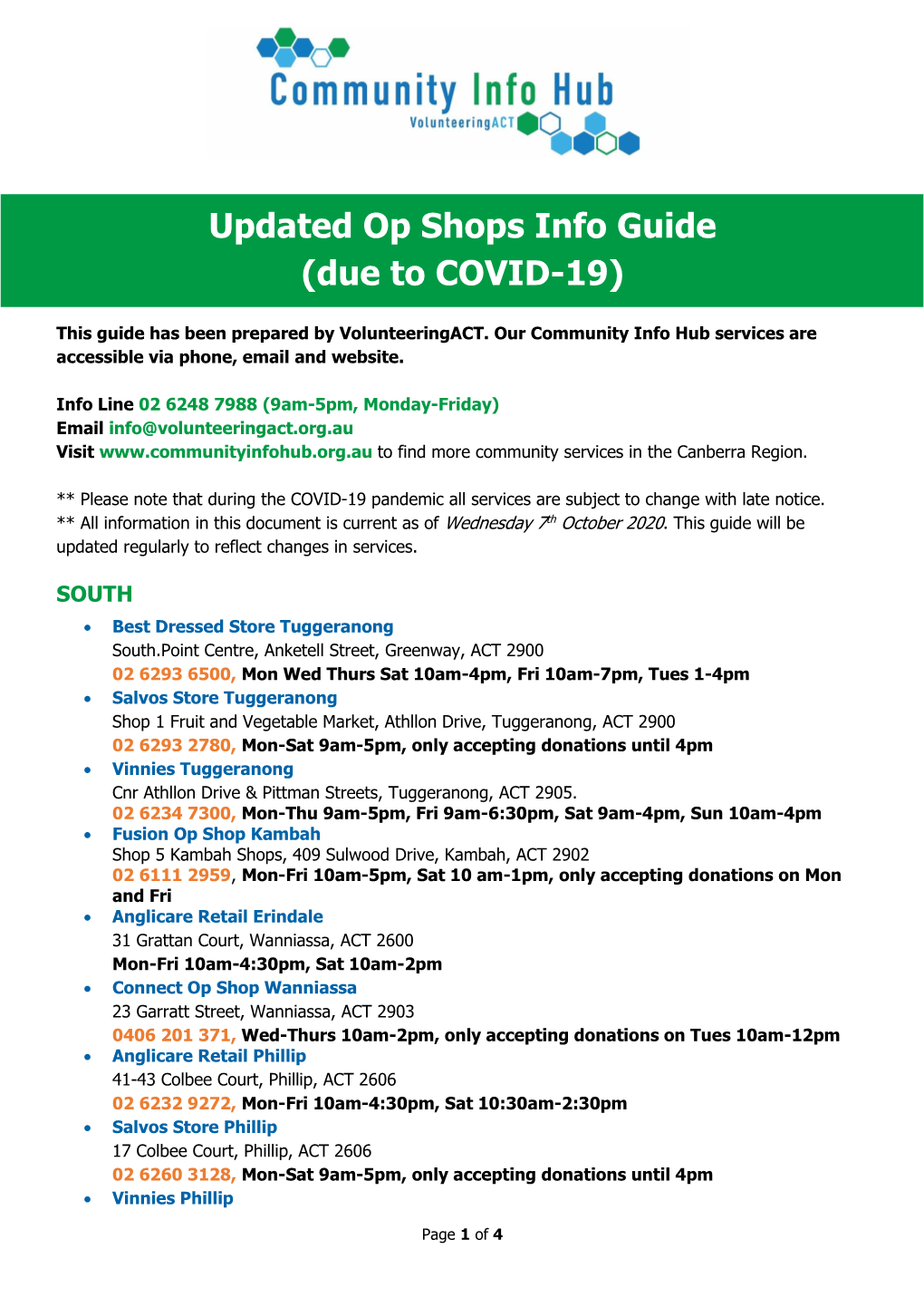 Updated Op Shops Info Guide (Due to COVID-19)