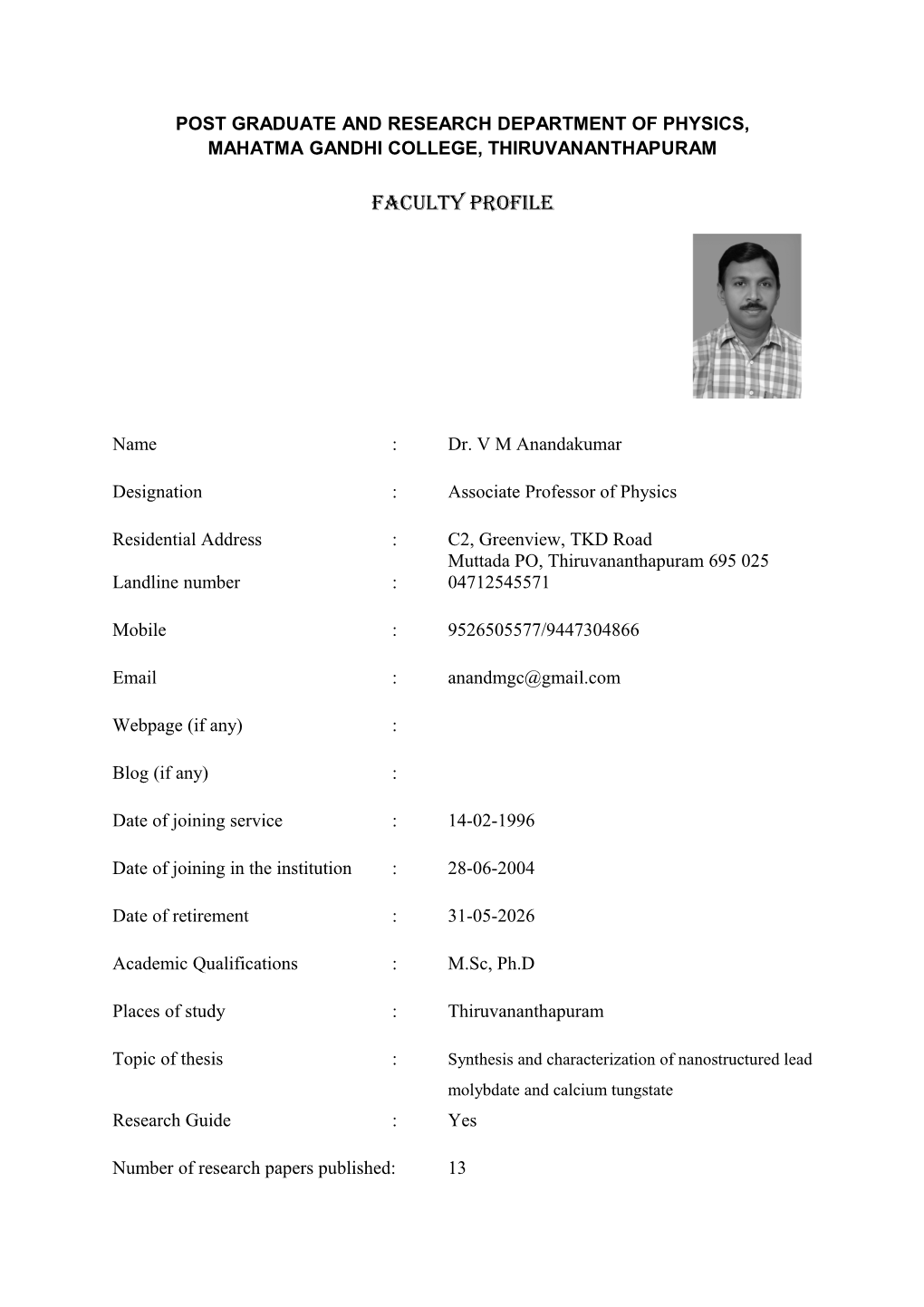 Faculty Profile