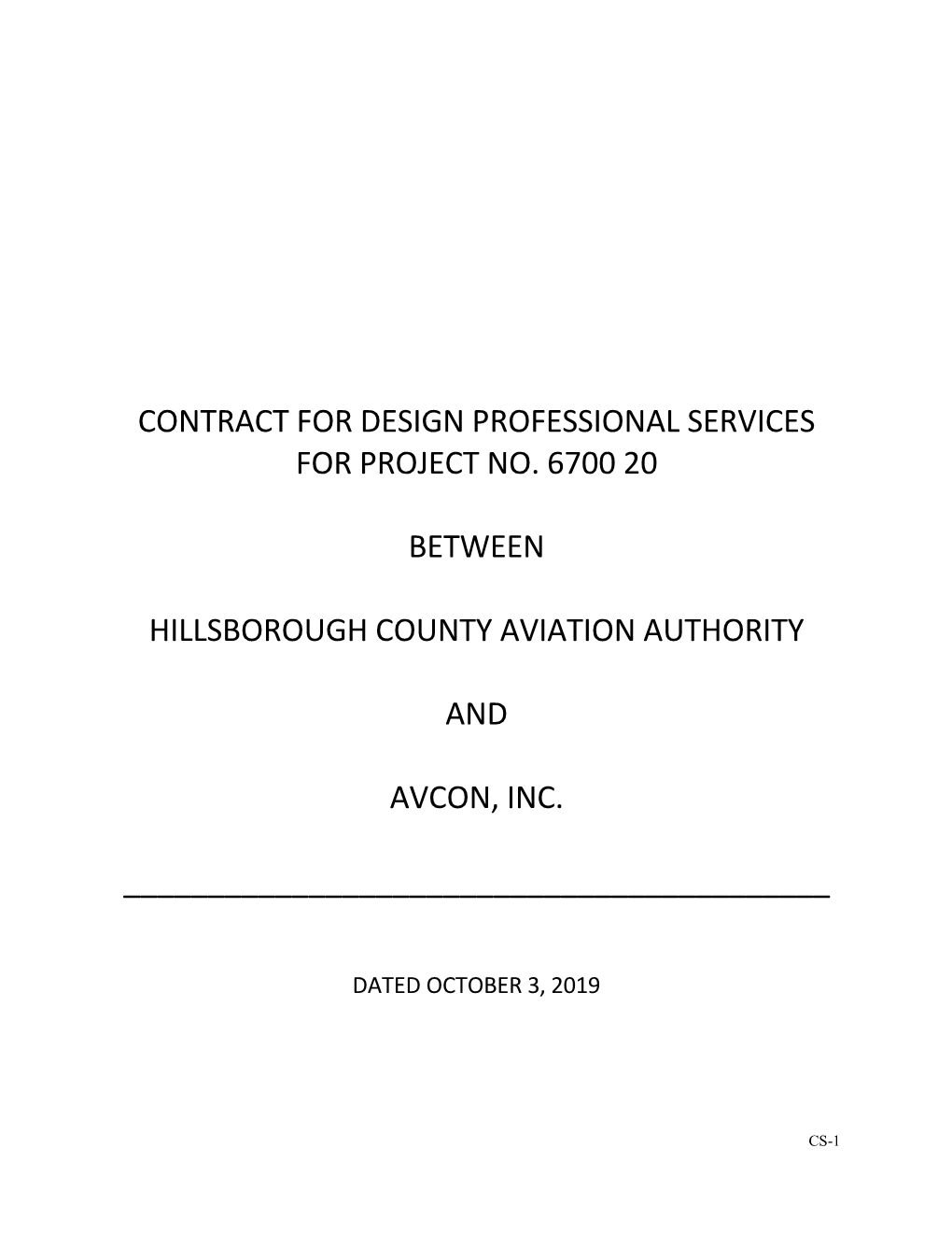 6700 20 Contract Package to AVCON for Execution 9-19-19 0.Pdf