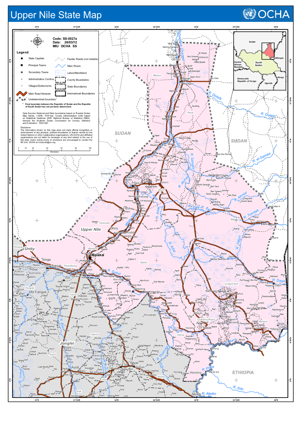 Upper Nile State Map