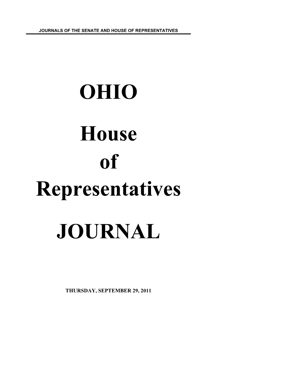 September 29, 2011 House Journal, Thursday, September 29, 2011 1333
