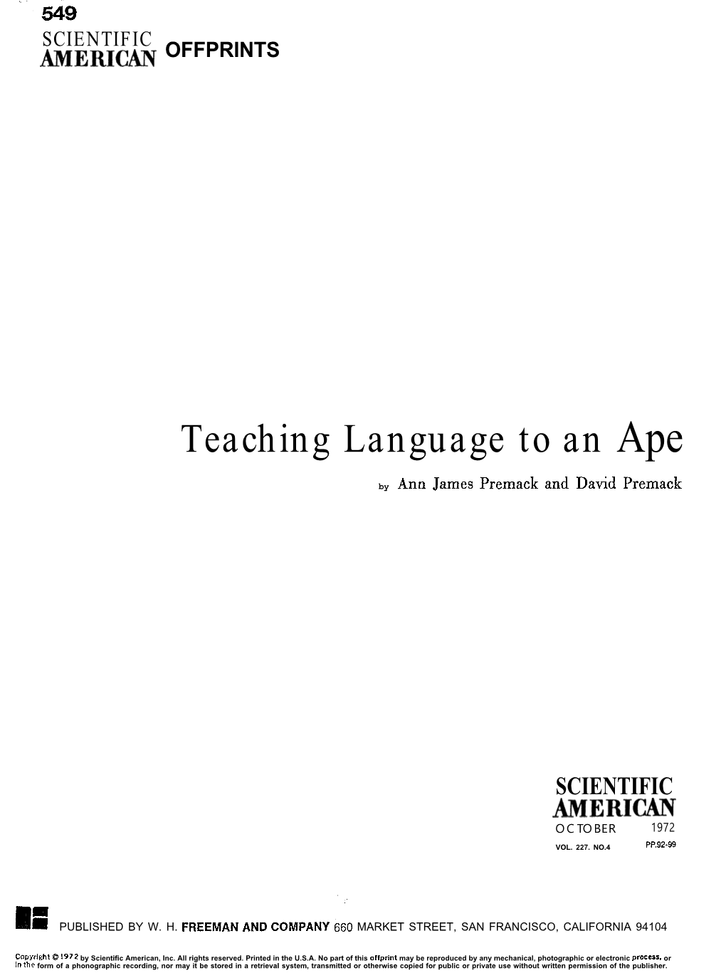 Teaching Language to an Ape