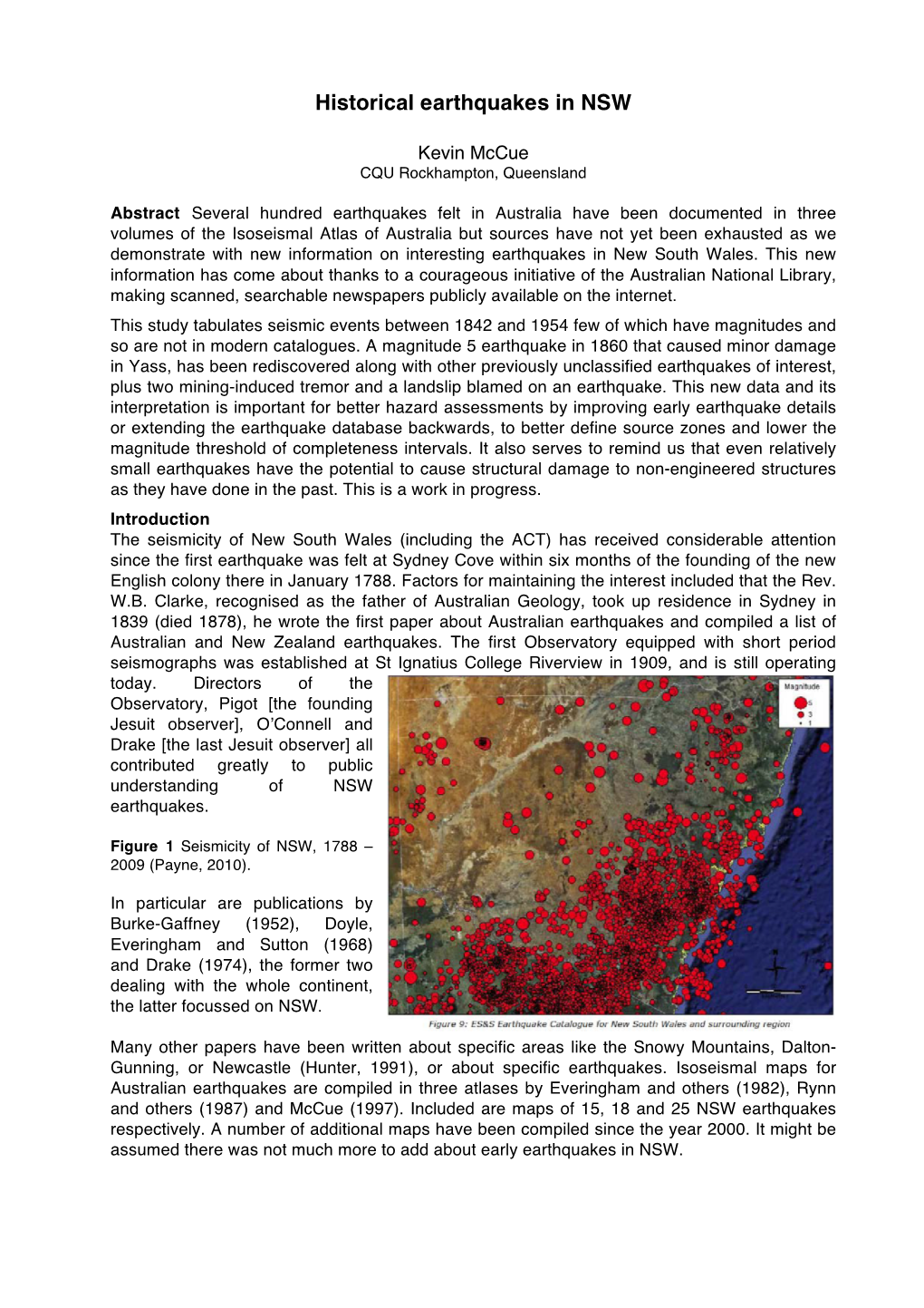 Historical Earthquakes in NSW