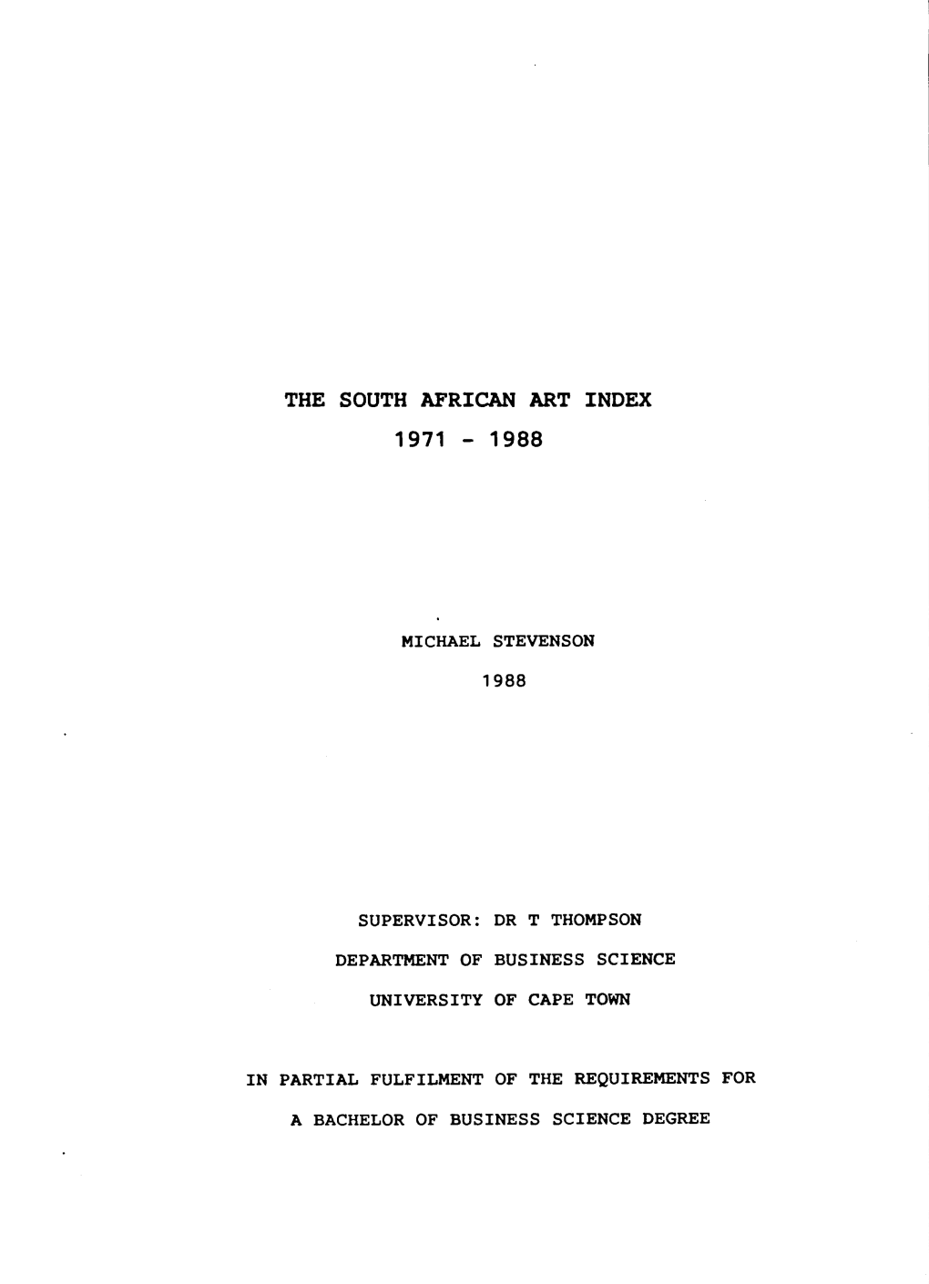 The South African Art Index 1971-1988