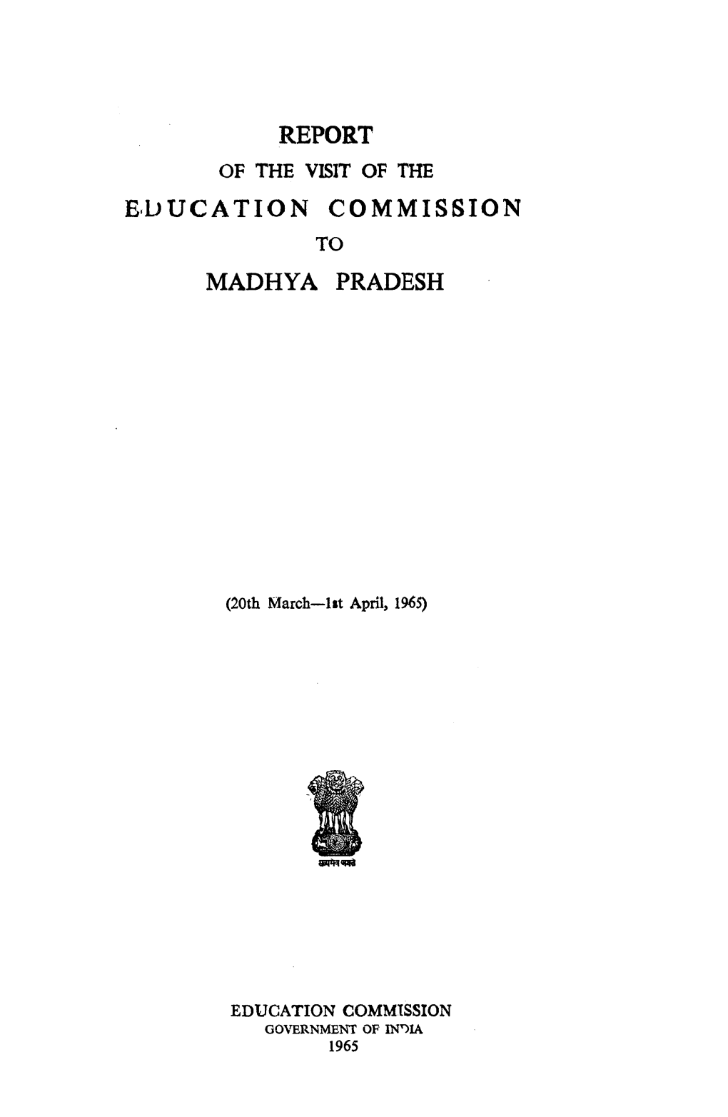 Report Education Commission Madhya Pradesh