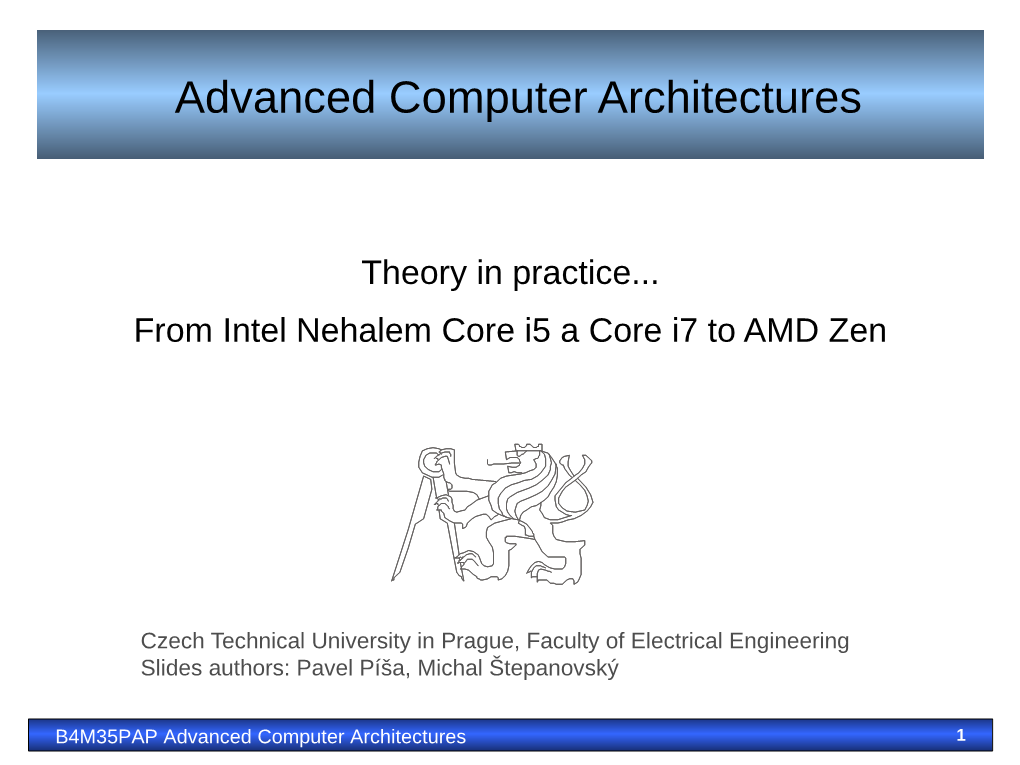 PAP Advanced Computer Architectures 1 Intel Nehalem