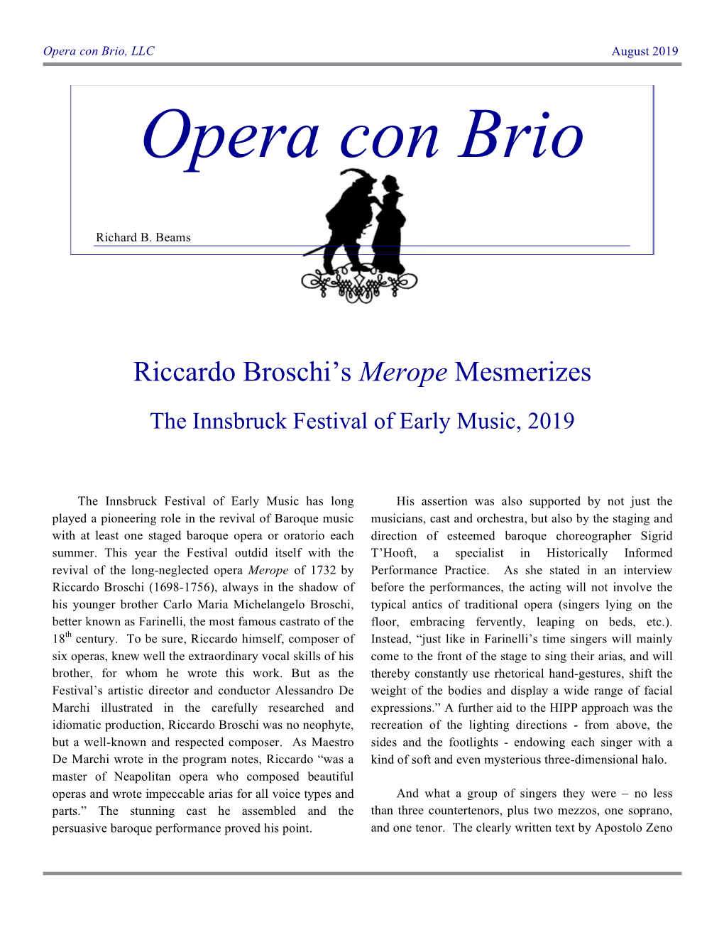 Merope Mesmerizes the Innsbruck Festival of Early Music, 2019