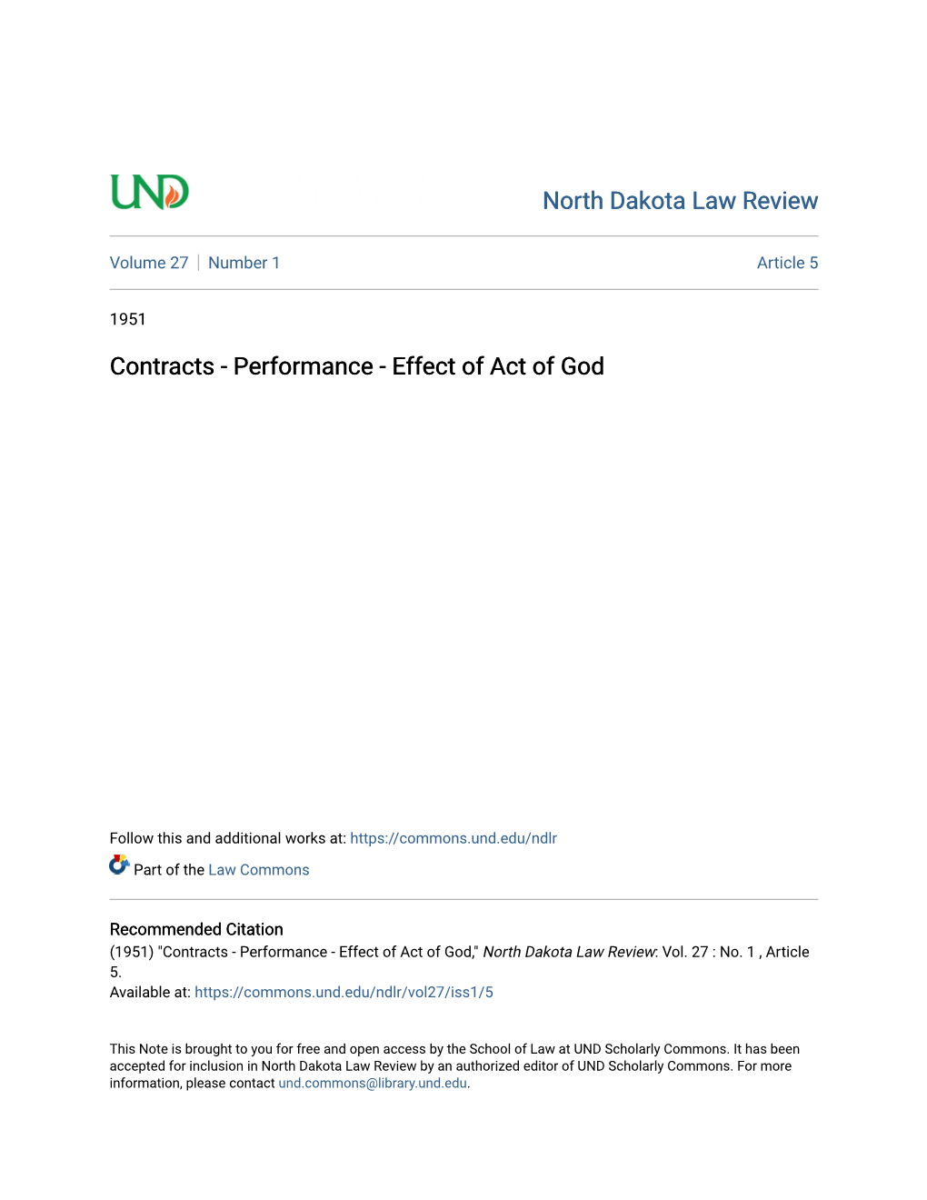 Contracts - Performance - Effect of Act of God