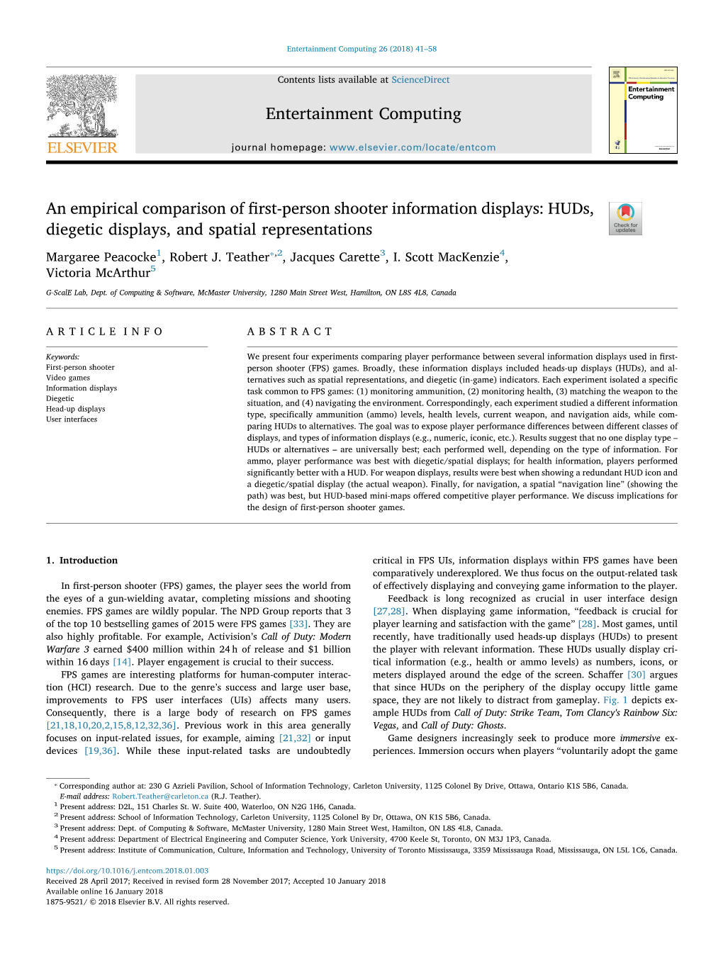 An Empirical Comparison of First-Person Shooter Information