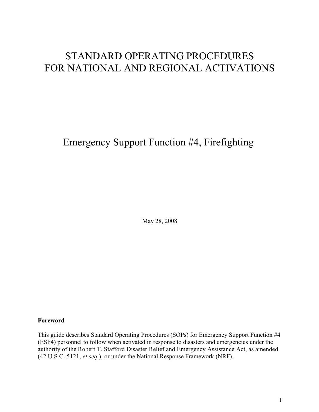 Standardized Operating Procedures For Disaster Response