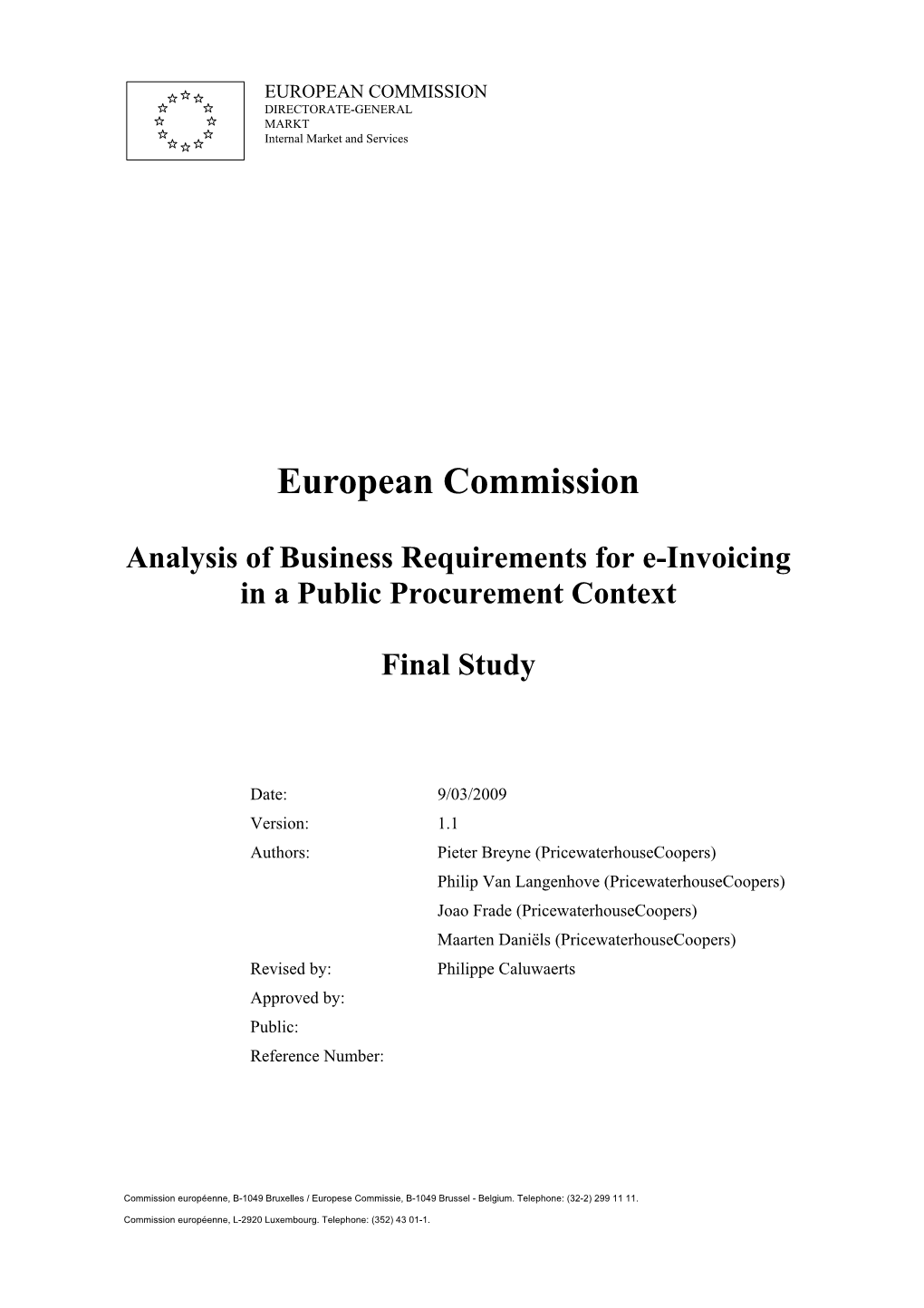 Analysis of Business Requirements for E-Invoicing in a Public Procurement Context